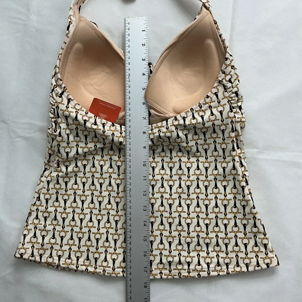 LANDS' END Tankini Swimsuit Sz 8 Navy Gold HorseBit Pattern Equestrian New Tags